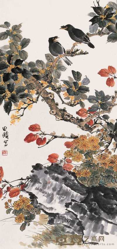 田镛  金秋图 立轴 100×47cm